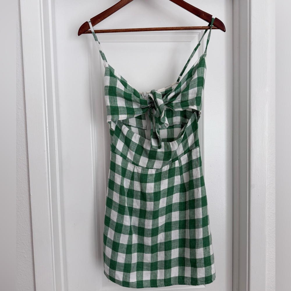 Reformation Green and White Plaid Dress